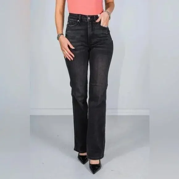 Judy Blue Morgantown Washed Black Straight Leg Jean Size 25 Tummy Control - Picture 4 of 9